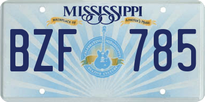 MS license plate BZF785