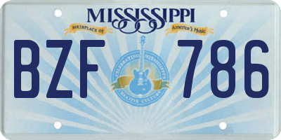 MS license plate BZF786