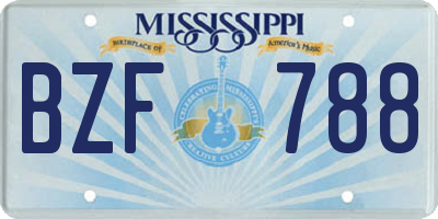 MS license plate BZF788