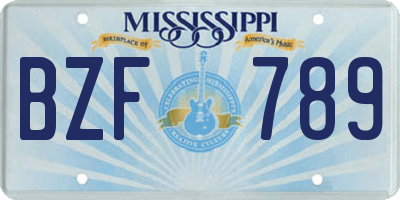 MS license plate BZF789