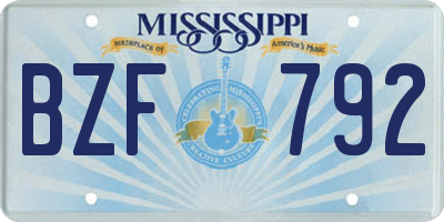 MS license plate BZF792
