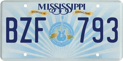 MS license plate BZF793