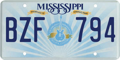 MS license plate BZF794