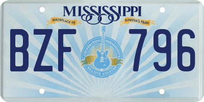 MS license plate BZF796