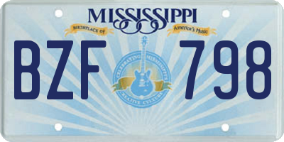 MS license plate BZF798