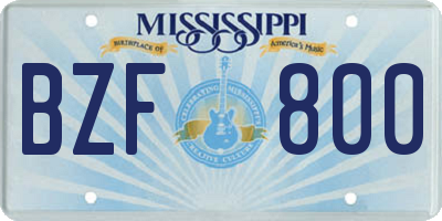 MS license plate BZF800