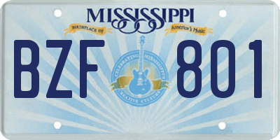 MS license plate BZF801