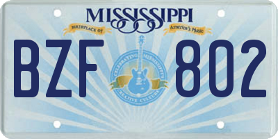 MS license plate BZF802