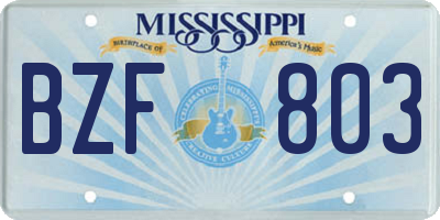 MS license plate BZF803
