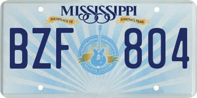 MS license plate BZF804