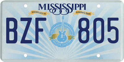 MS license plate BZF805
