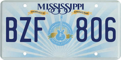 MS license plate BZF806