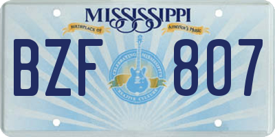 MS license plate BZF807