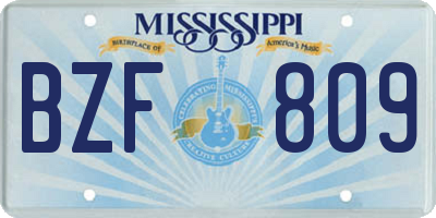 MS license plate BZF809
