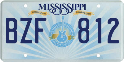 MS license plate BZF812