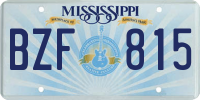 MS license plate BZF815
