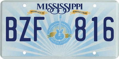 MS license plate BZF816