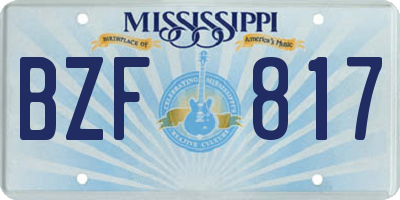 MS license plate BZF817