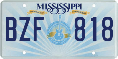 MS license plate BZF818