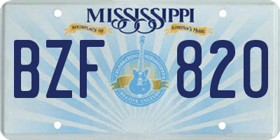 MS license plate BZF820