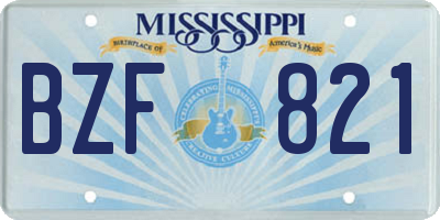 MS license plate BZF821
