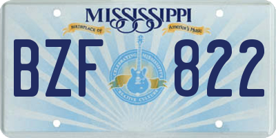 MS license plate BZF822
