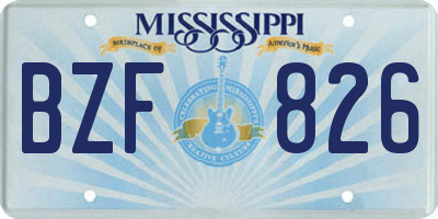 MS license plate BZF826