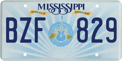 MS license plate BZF829