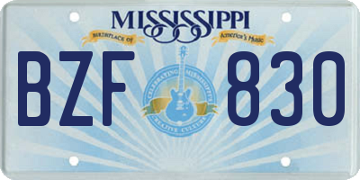 MS license plate BZF830