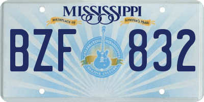 MS license plate BZF832