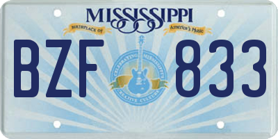 MS license plate BZF833