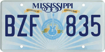 MS license plate BZF835
