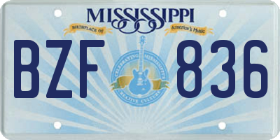 MS license plate BZF836