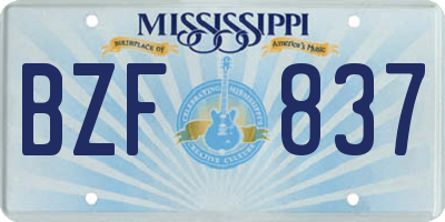 MS license plate BZF837