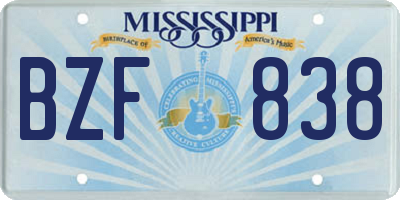MS license plate BZF838