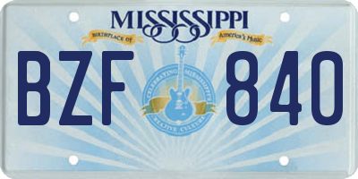 MS license plate BZF840