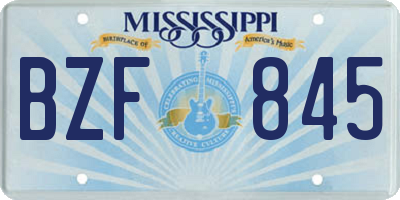 MS license plate BZF845
