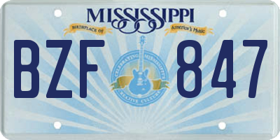MS license plate BZF847