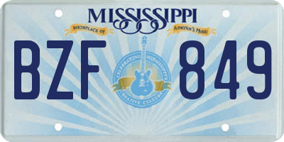 MS license plate BZF849