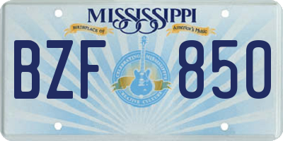 MS license plate BZF850