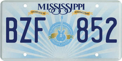MS license plate BZF852