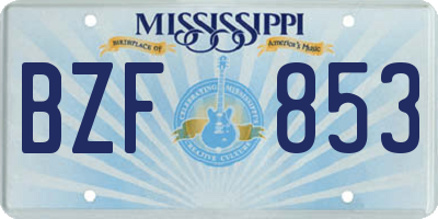 MS license plate BZF853