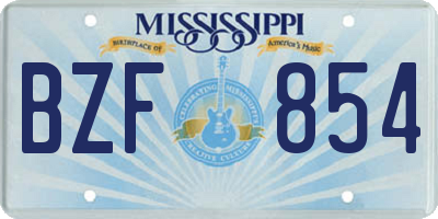 MS license plate BZF854
