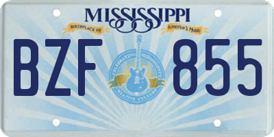 MS license plate BZF855