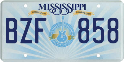 MS license plate BZF858