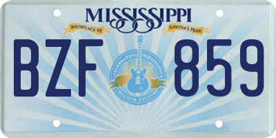 MS license plate BZF859