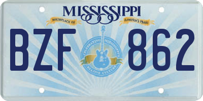 MS license plate BZF862