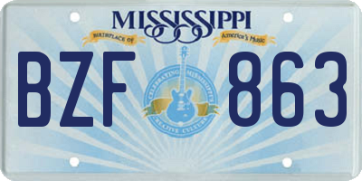MS license plate BZF863