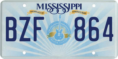 MS license plate BZF864