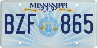 MS license plate BZF865